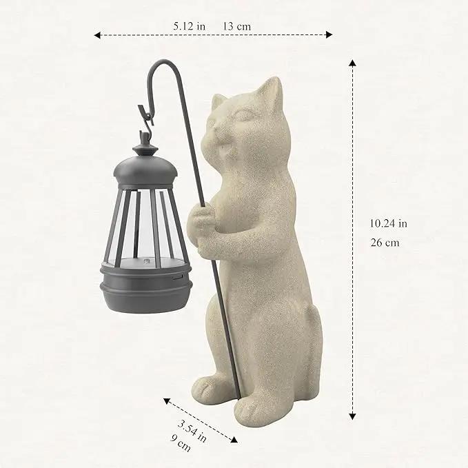 Solar Cat Garden Statue 10 Inch Porch Patio Decor for Outside Yard Decoration Outdoor Unique Housewarming Gardening Birthday Gifts for Cat Lovers Women Grandma by GreenHaven Gardens