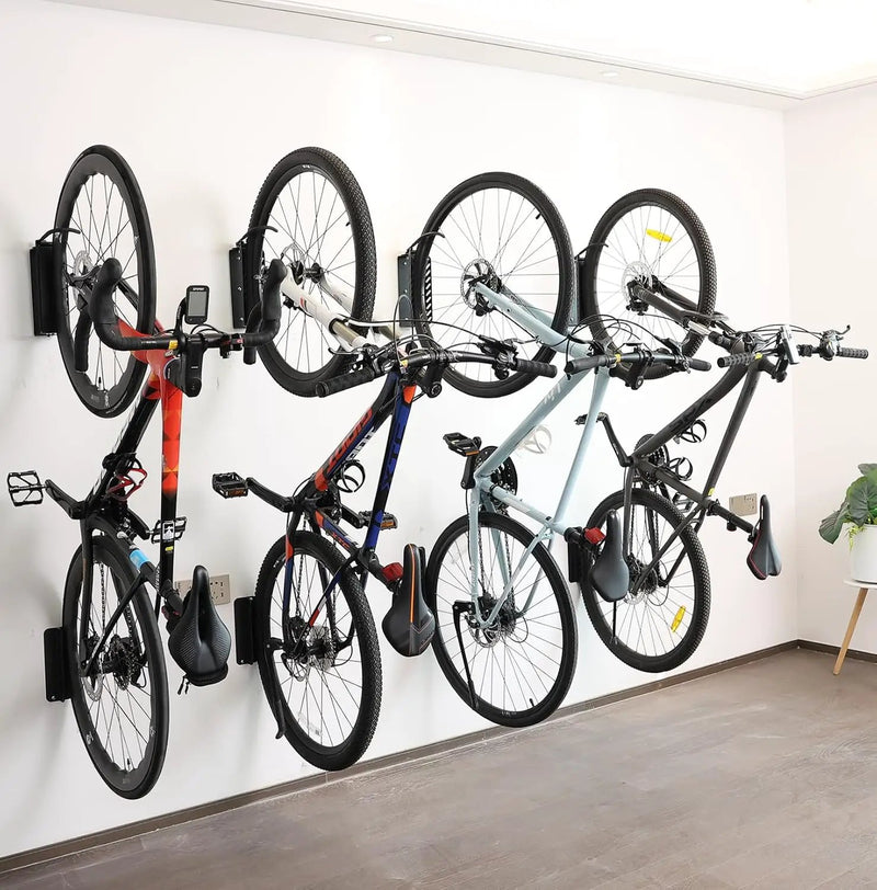 Bike Wall Mount Vertical, Swivel Bike Hangers For Garage, Bike Rack Garage Wall, Bicycle Hooks, Garden Indoor Outdoor Storage, All Metal (4Pack) by GreenHaven Gardens