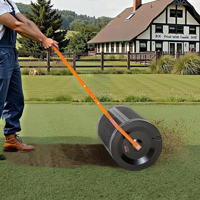 VEVOR Compost Spreader, 24 in Wide Peat Moss Spreader with T Shaped Handle, 3 Heights Adjustable, Powder-Coated Steel Garden Peat Moss Roller, Heavy Duty Grass Seed Spreaders for Planting Seeding by GreenHaven Gardens