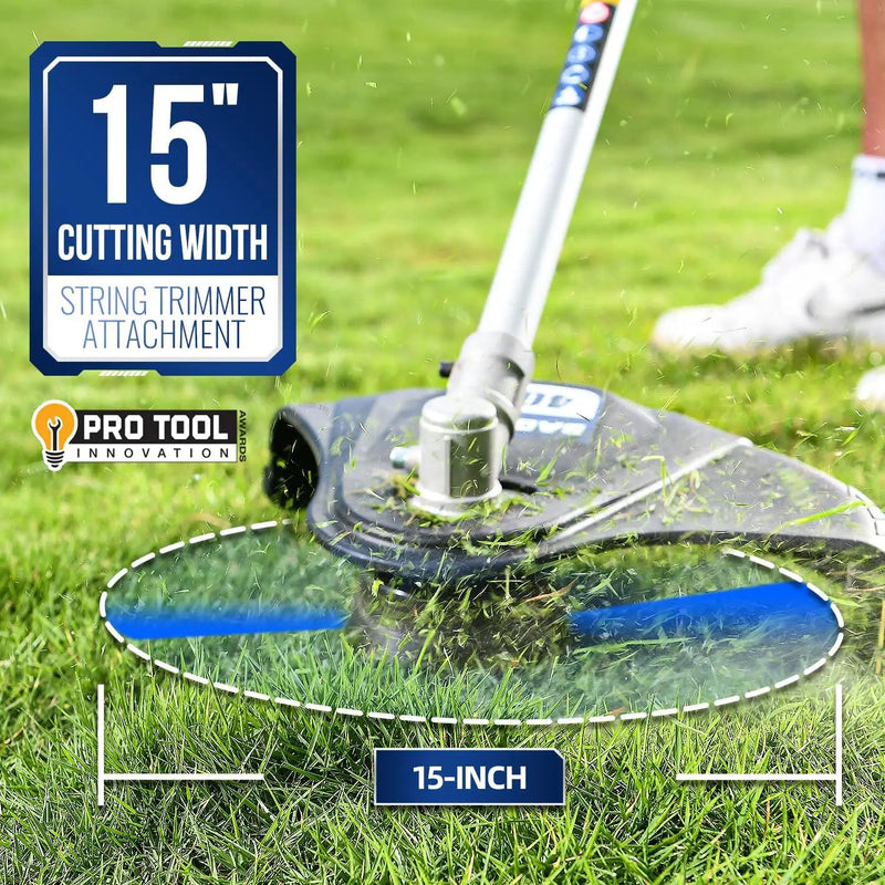 Wild Badger Power 40V Cordless Weed Wacker, String Trimmer/Edger, Hedge Trimmer and Brush Cutter Blade, Pole Saw, Attachment Capable 4-in-1 Multi-Tool Kit with 2 * 20V 4Ah Battery and 1 Charger, Blue by GreenHaven Gardens