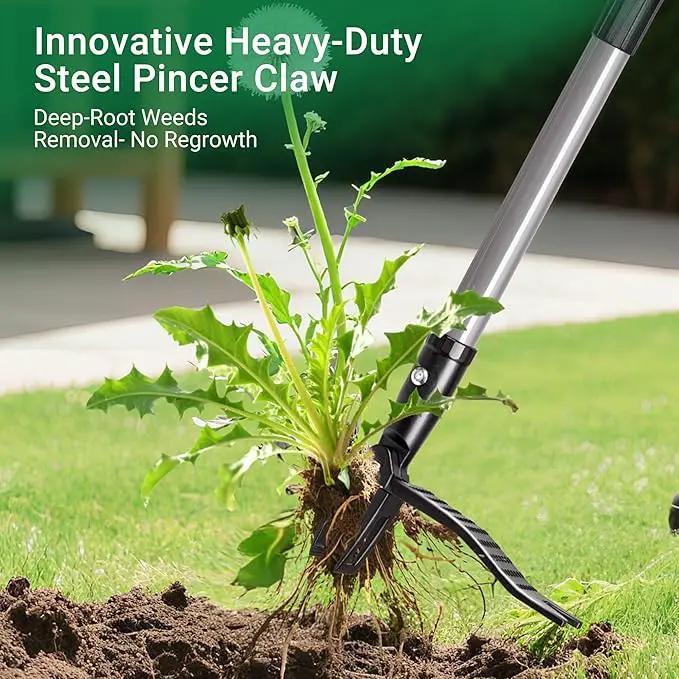 Suchtale Metal Weeder，Stand Up Weed Puller Tool with Long Handle – Heavy-Duty All-Metal Weeder with Upgraded Pincer Claw – Pull Weeds from The Root Without Bending, Pulling, or Kneeling by GreenHaven Gardens