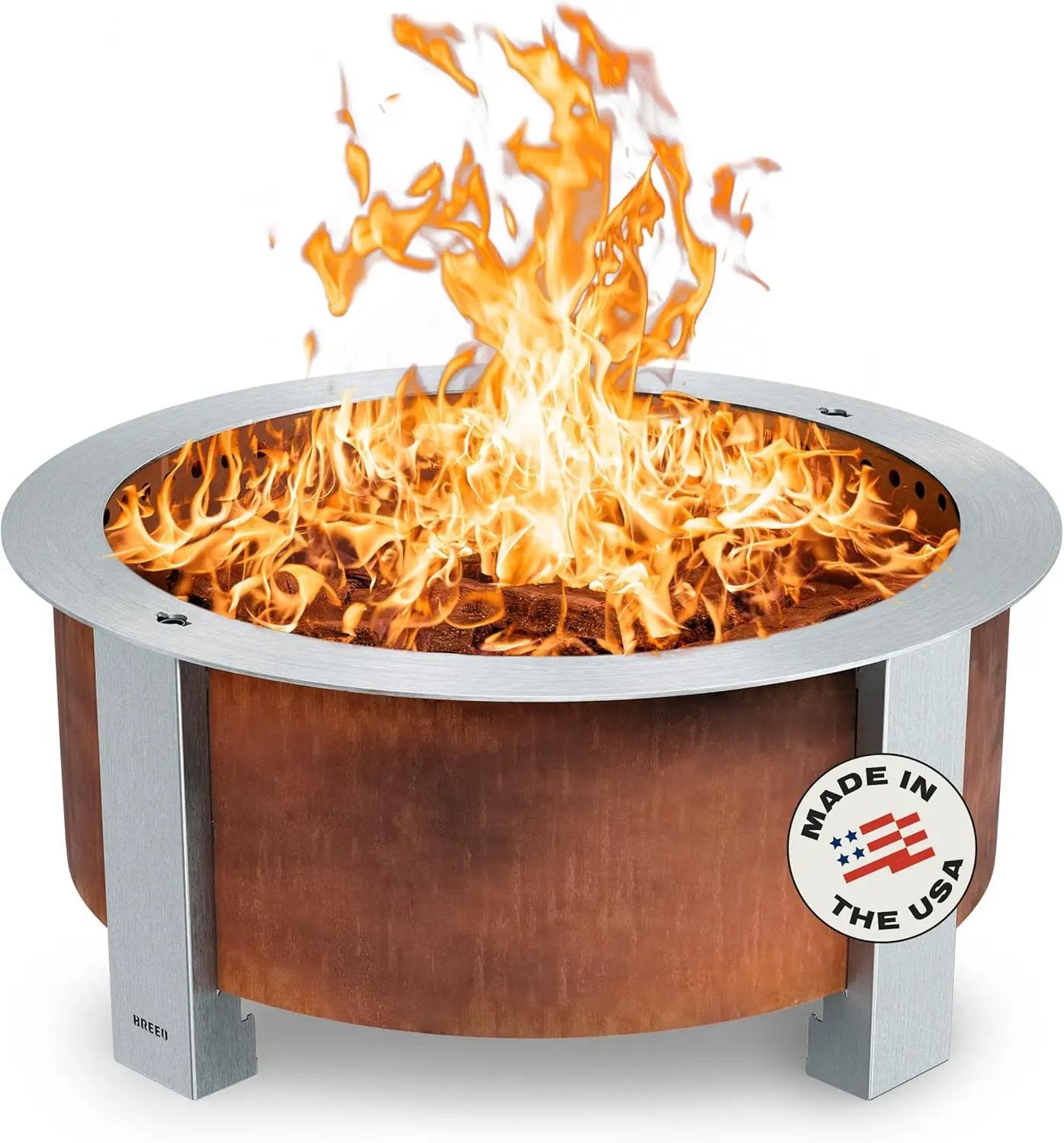 Breeo Smokeless Fire Pit (X Series 30, Corten Steel) | 34.5 inch Smokeless Firepit for Outside | 94 Pounds | Ideal for Families Compatible with Wide Range of Breeo Accessories by GreenHaven Gardens