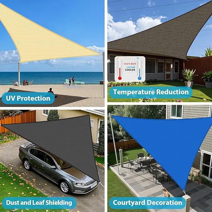 Amagenix Sun Shade Sail 13X13X13 Curved Edge Outdoor Shade Canopy Light Grey Breathable 95% UV Block Shade Cloth for Patio Garden Backyard (We Make Custom Size) by GreenHaven Gardens
