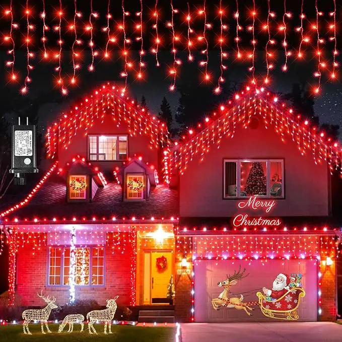 Christmas Icicle Lights Outdoor, 66Ft 640 LED Icicle Lights for Outside with 8 Modes Timers, Waterproof Plug in String Light for House Yard Eave Patio Wedding Party Holiday Decorations, Red by GreenHaven Gardens