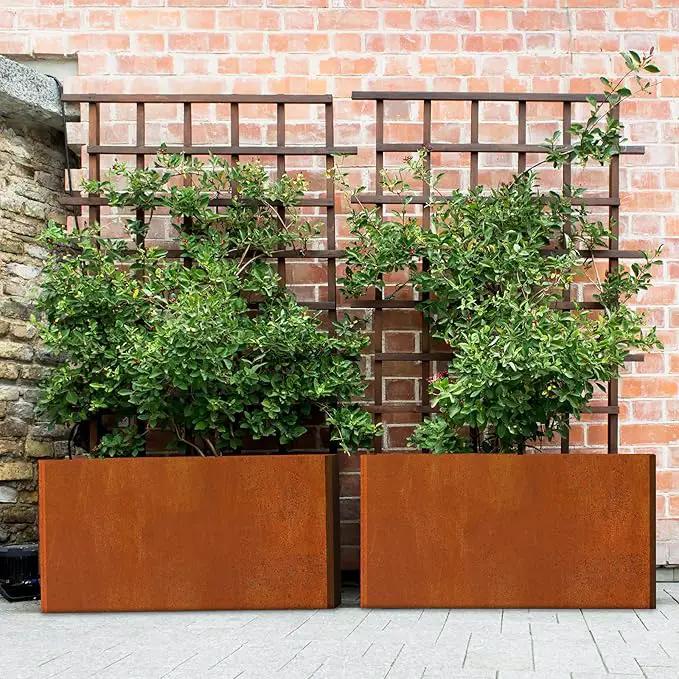 Co rten Steel Planter 36X15X15 inch Large Rectangular Planter Box Rustic Style Flower Box for Porch, Patio, Garden, Commercial Décor, Rusty by GreenHaven Gardens