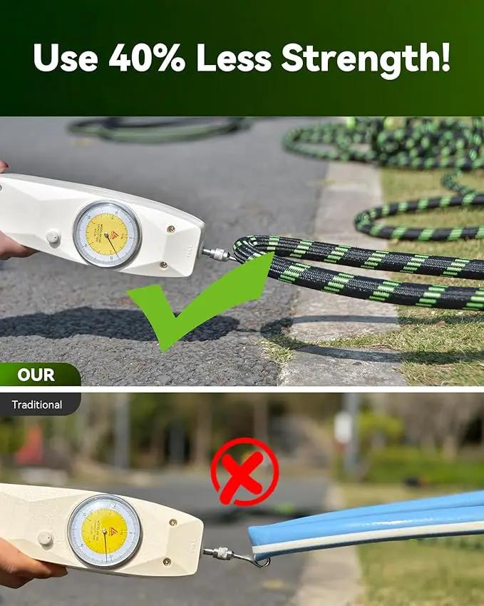 RAINPOINT Metal Garden Hose 50 ft - No-kink 304 Water Hose with 10 mode Nozzle - Brass Connection, Swivel Handle, Flexible Hose,Lightweight, Puncture by GreenHaven Gardens