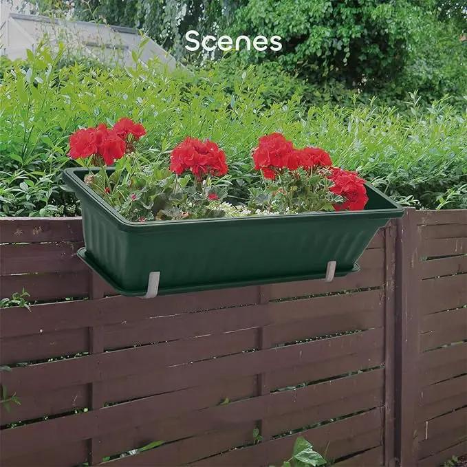 GROWNEER 3 Packs 17 Inches Green Flower Window Box Plastic Vegetable Planters Long Pots with 15 Pcs Plant Labels for Outdoor Indoor Windowsill Patio Garden Home Decor Porch by GreenHaven Gardens