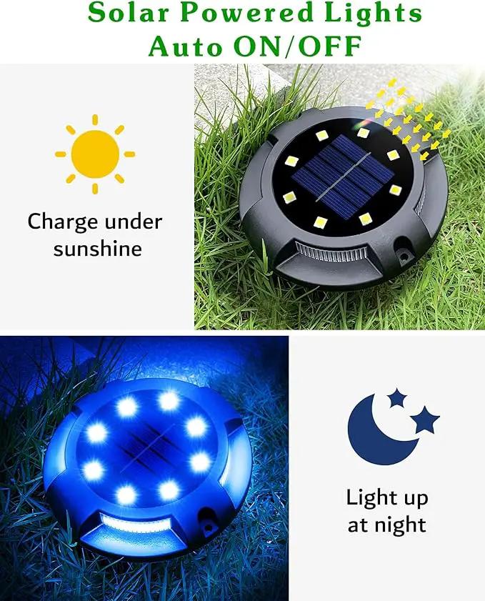 Biling Solar Pathway Lights Outdoor Uplight Sidelight, 12 Packs Blue Bright Solar Ground Lights Walkway Lights Waterproof Solar Deck Lights for Yard Walkway Garden Halloween Decorations by GreenHaven Gardens