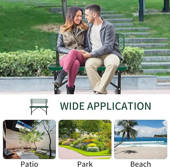 4/6/8 Feet Park Bench for Outside Heavy Duty Metal, Garden Benches Outdoor Bench with Backrest & Portable Frame, for Shopping Malls Stores Parks Patios Decks, Green by GreenHaven Gardens