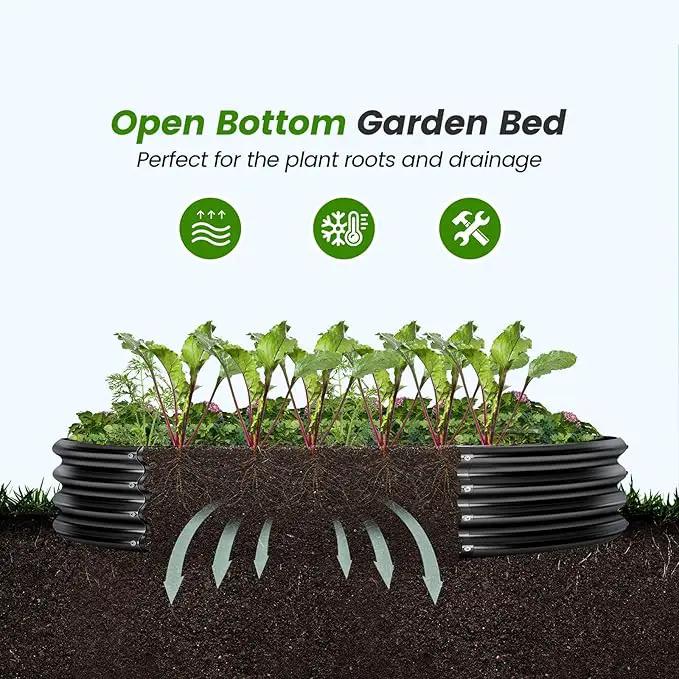 Land Guard 3×3×1ft Galvanized Raised Garden Bed Kit, Round Galvanized Planter Raised Garden Boxes Outdoor, Large Metal Raised Garden Beds for Vegetables, Grey by GreenHaven Gardens