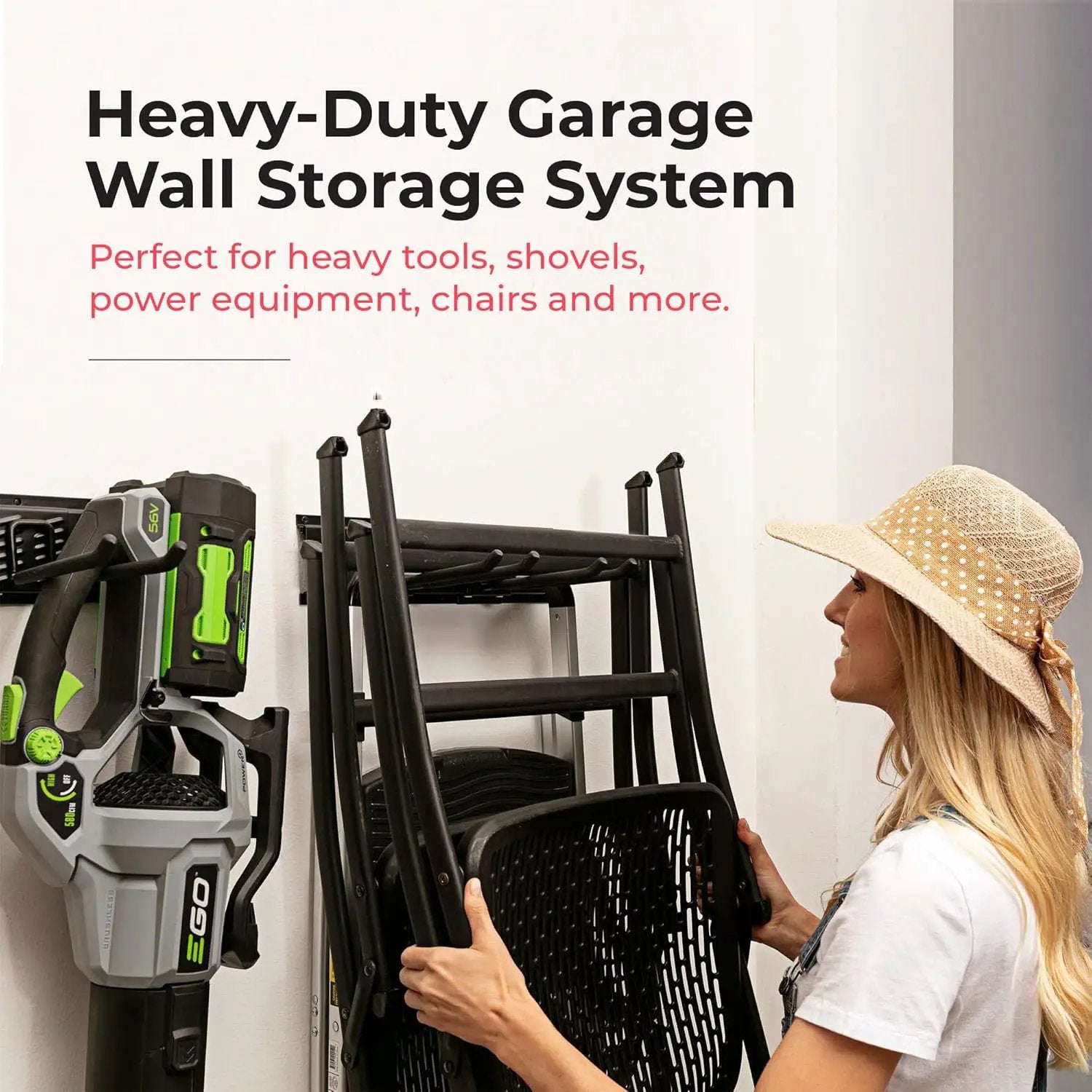 Garage Tool Organizer Wall Mount - 80 inches - Sturdy Storage Rack with Adjustable Hooks, Anti-Rust - Easy Installation, 500lbs Capacity - Garden Tool Organizer (05 Racks & 10 Hooks) by GreenHaven Gardens