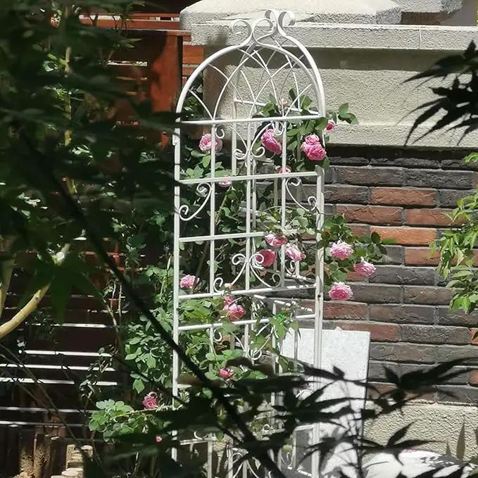 Metal Garden Trellis Rustproof Trellis for Climbing Plants Outdoor Flower Support Butterfly Deco (Cream White-4 Pack, 71"x19.7") by GreenHaven Gardens