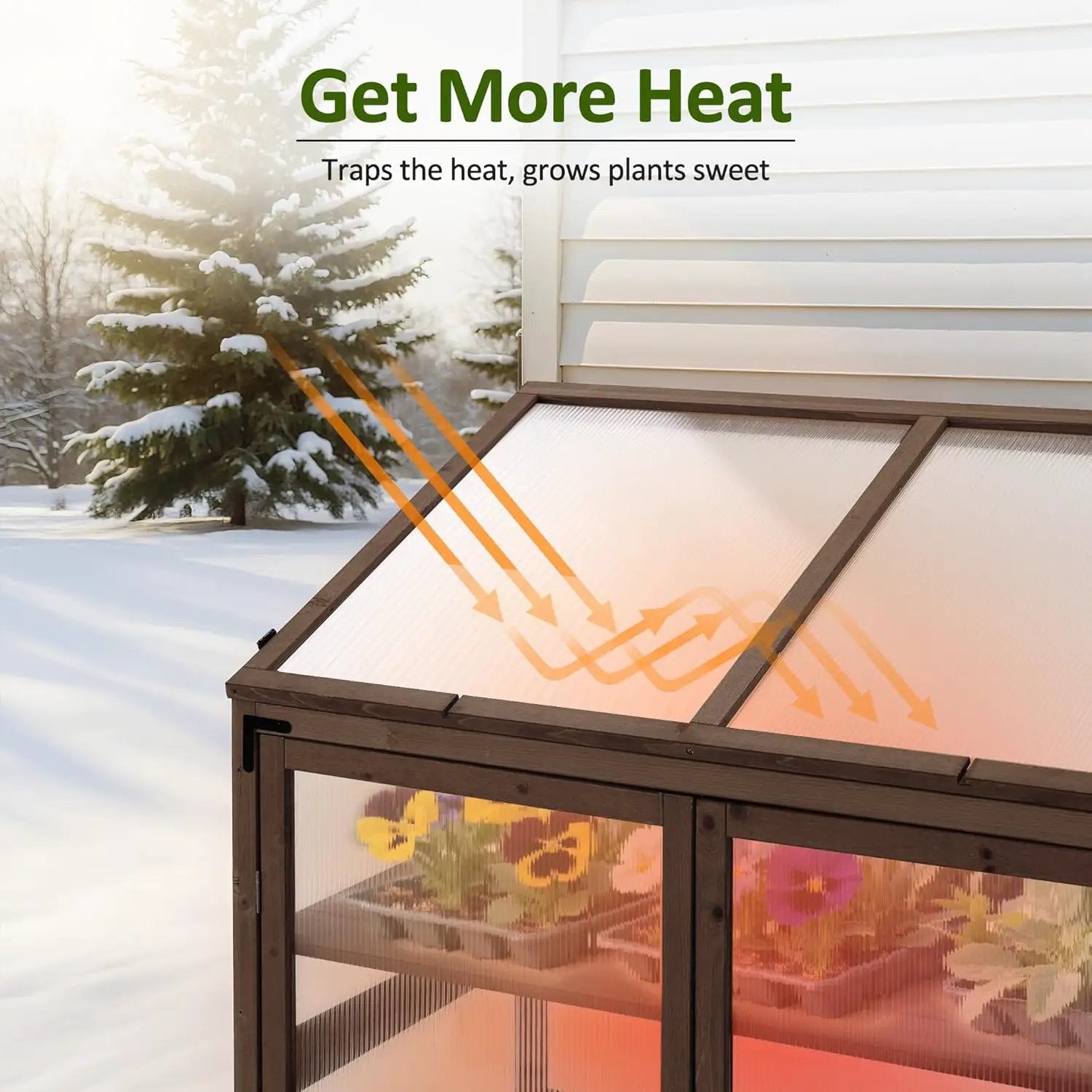 Macrout Cold Frame Greenhouse, Large Wooden Greenhouse Cabinet, Garden Cold Frame with Adjustable Shelves for Outdoor Indoor Use, 1344 (Brown) by GreenHaven Gardens