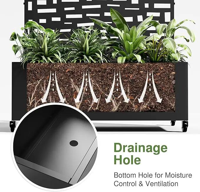 Casaphoria Metal Raised Garden Bed with Trellis and Wheels, 72"x35"x16" Planter Box for Climbing Plants, Vegetables & Vines, Features Drainage Holes and Privacy Screen (Black-Gerald) by GreenHaven Gardens