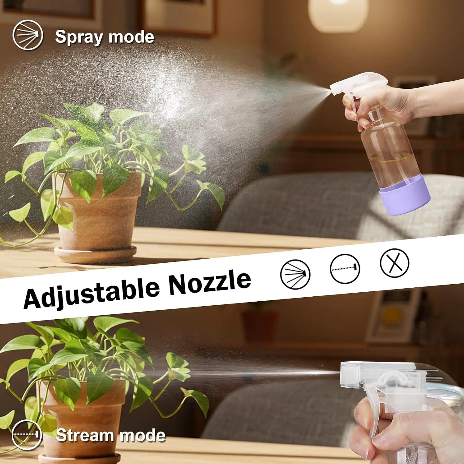 Glass Spray Bottles with Silicone Sleeve 16.9oz 2 Pack Empty Spray Bottle for Hair Mist/Stream Spraying for Cleaning Solutions, Plants, Essential Oils (clear-sblue&purple) by GreenHaven Gardens