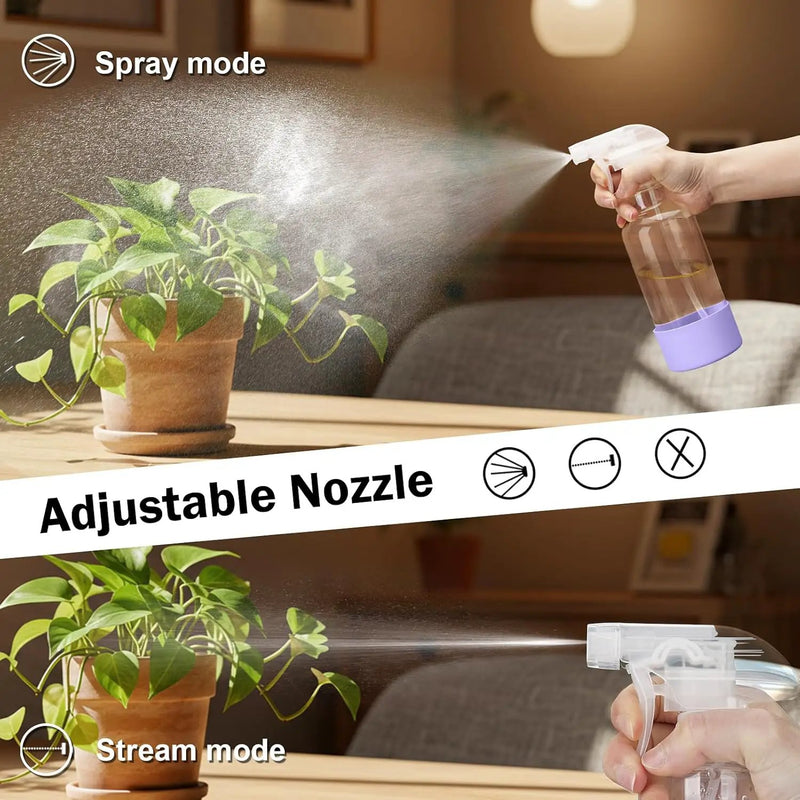 Glass Spray Bottles with Silicone Sleeve 16.9oz 2 Pack Empty Spray Bottle for Hair Mist/Stream Spraying for Cleaning Solutions, Plants, Essential Oils (clear-sblue&purple) by GreenHaven Gardens