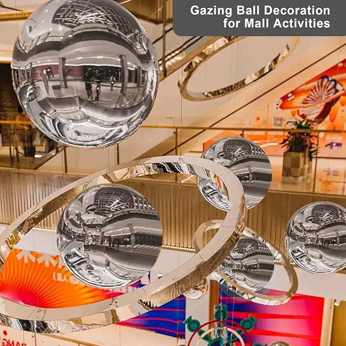 Nerien Gazing Ball, Stainless Steel Garden Mirror Globe, Polished Ornament Sphere, Hollow Floating Reflective Hemisphere, for Home Outdoor Pond Housewarming Swimming Pool Decoration, Silver, 8Pcs by GreenHaven Gardens