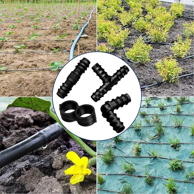 Maitys Irrigation Fittings Kit for Tubing 32 Piece Set, 8 Tees, 8 Couplings, 8 Elbows and 8 End Cap Plugs Barbed Connectors for Drip Sprinkler Systems, Garden, Patio, Lawn or Flower Bed (1/2 Inch) by GreenHaven Gardens