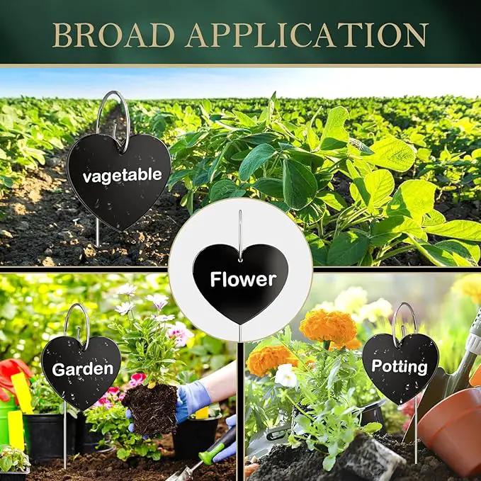 60-Pack Iron Metal Heart Shaped Garden Markers Weatherproof Metal Plant Labels Large Planting Seedling Stake Signs, for Seedlings Herbs Vegetable Greenhouse Gifts with White Marker Pen Labels by GreenHaven Gardens