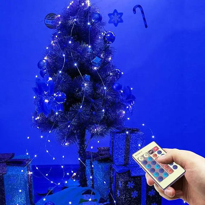 RUICHEN Blue Dimmable Fairy Lights Plug in, Super Long 165 Ft 500 LED Twinkle String Lights with Remote, Waterproof Silver Wire Firefly Lights for Christmas Wedding Party Bedroom Patio Garden by GreenHaven Gardens