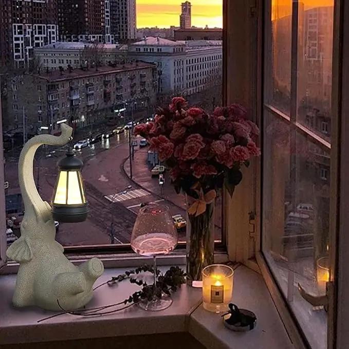 Solar Powered Outdoor Figurine Lights, 10 Inch Waterproof Animal Elephant Statue Light, Suitable for Decorations for Patio, Balcony, Lawn, Courtyard, Etc. (Face Upward) by GreenHaven Gardens