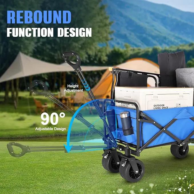 Beach Wagon with Big Wheels for Sand,Collapsible Folding All Terrain Utility Wagons Carts Foldable with Brakes for Sand Camping Sports Outdoor. by GreenHaven Gardens