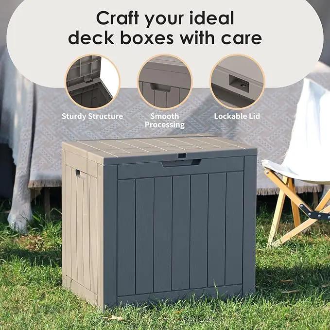 DRATO Deck Boxes, 31 Gallon Outdoor Storage Box for Patio Cushion, Sports Equipment, Garden Tools, Waterproof and UV Resistant, Lockable (Grey) by GreenHaven Gardens