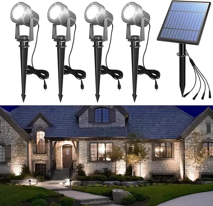 APONUO Solar Spot Lights Outdoor 4-in-1 Solar Landscape Lighting Dusk to Dawn Solar Uplights IP65 Waterproof 9.8ft Cable Outdoor Spot Lights for Yard Pathway Garden Tree Decoration (Cool White) by GreenHaven Gardens