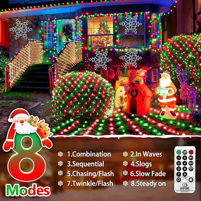 KNONEW Christmas Net Lights 360 LEDs 13ft x 9.8ft Outdoor Mesh Lights Connectable Waterproof 8 Modes & Timer Plug-in Net Fairy Lights for Bushes Garden Party Wedding Holiday,Red and Green by GreenHaven Gardens