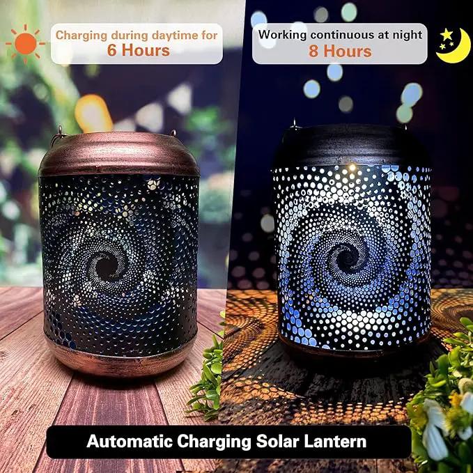 4 Pack Solar Lanterns Outdoor Hanging Lantern Metal Waterproof LED Lantern with Solar Powered Garden Patio Decorations Decor Lantern with Handle Christmas Gift Idea by GreenHaven Gardens