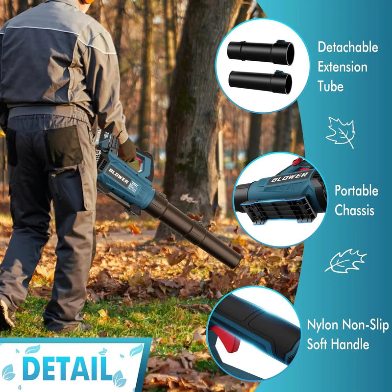 Leaf Blower Cordless (Upgraded) - 630CFM/160MPH, 21V Powerful Electric Cordless Leaf Blower with 2 x 4.0Ah Batteries and Charger, Battery Powered Leaf Blowers for Lawn Care, Patio, Yard, Dust, Snow by GreenHaven Gardens