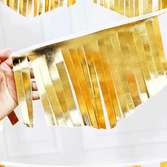 Gold Tassel Banner Double Sided Metallic Fabric Pennant Bunting Flag Garland for Graduation Birthday Anniversary Bachelorette Engagement Wedding Bridal Shower Baptism Hen Party Decorations Supplies by GreenHaven Gardens