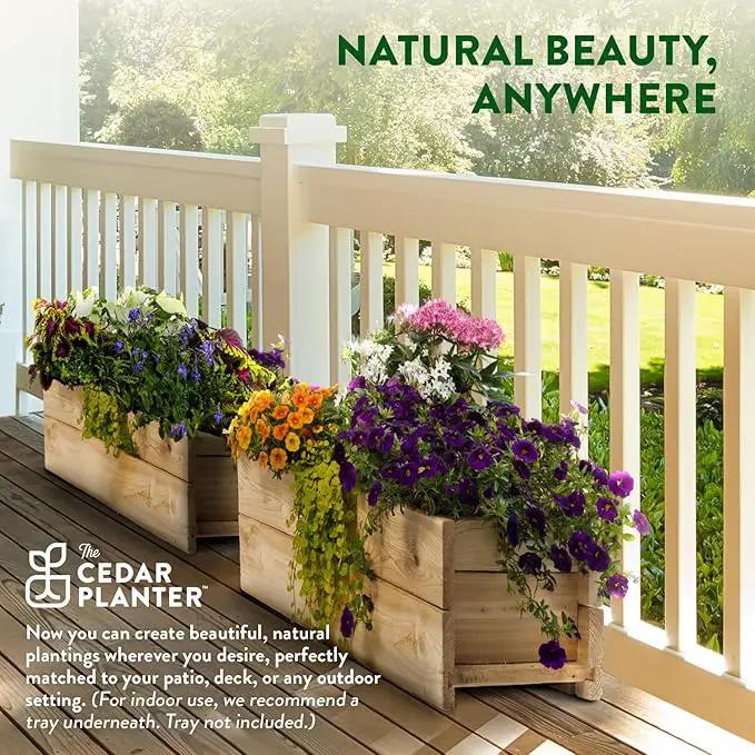 Greenes Fence Cedar Wood Planter Box with Wall Mount Brackets, 32" x 11" x 7" - Made in USA with North American Cedar by GreenHaven Gardens