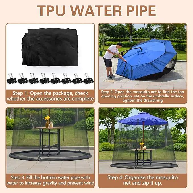 7.5-10FT Patio Mosquito Netting - Mosquito net for Patio Garden and Outdoor Umbrellas with Adjustable Elastic Cord and Zipper Umbrella net by GreenHaven Gardens