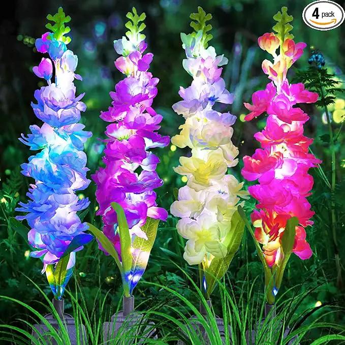 Solar Garden Lights, Solar Delphinium Flowers Lights 8 Pack 160 LEDs, Waterproof Solar Outdoor Lights Two Lighting Modes for Wedding Party Garden Yard Patio Lawn Decor and Gift for Mother by GreenHaven Gardens