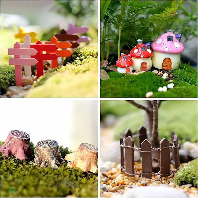 132pcs Fairy Garden Accessories Kit Miniature Animals,Tree,Fence,House Figurines Ornament Statue Craft for DIY Garden Micro Landscape Bonsai Dollhouse Decoration by GreenHaven Gardens