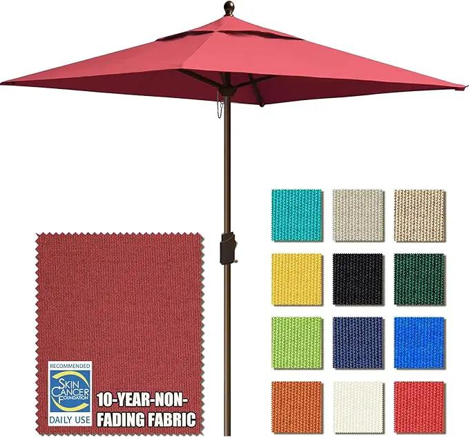EliteShade USA 10-Year-Non-Fading 6x6Ft Square Market Umbrella Patio Outdoor Table Umbrella with Ventilation, Burgundy by GreenHaven Gardens