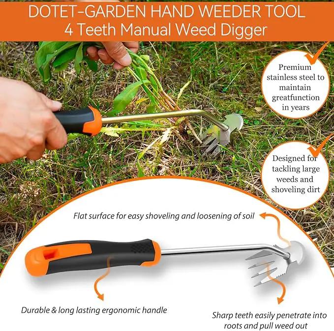 Weed Puller Tool, 2025 New Durable Garden Weed Pulling Tool, Portable Garden Weeder Tool for Vegetable Gardening Backyard Farm Planting & Weeding(Orange) by GreenHaven Gardens