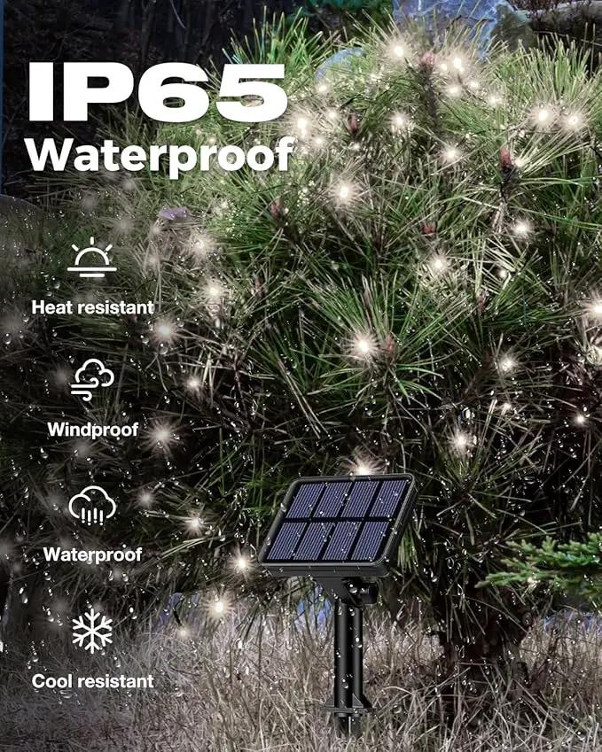1 Pack Solar Fairy Lights for Outside Waterproof, 49FT/15M 150LED Solar String Lights Outdoor 8 Modes Solar Twinkle Lights for Garden Yard Christmas Tree Wedding Party Decor, Cool White by GreenHaven Gardens