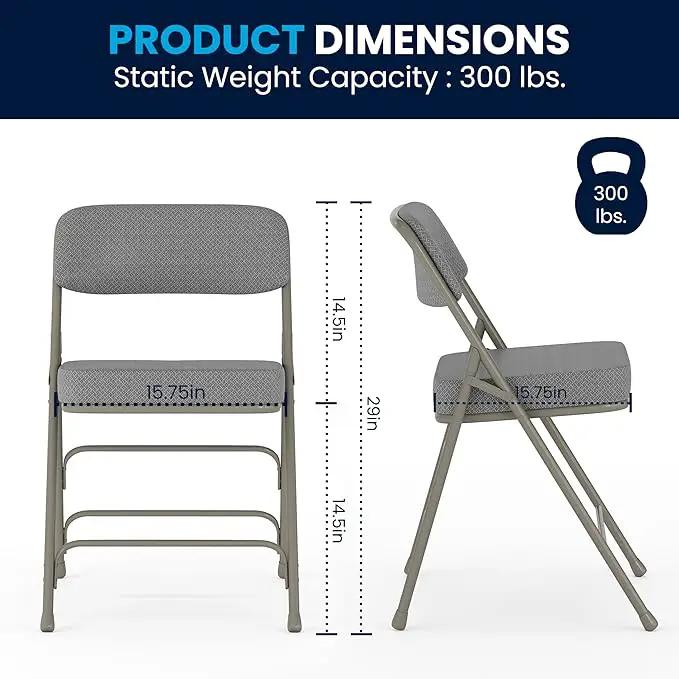 Flash Furniture Hercules Series Metal Folding Chairs with Cushioned Seats, Fabric Upholstered Event Chairs, Set of 2, Gray by GreenHaven Gardens