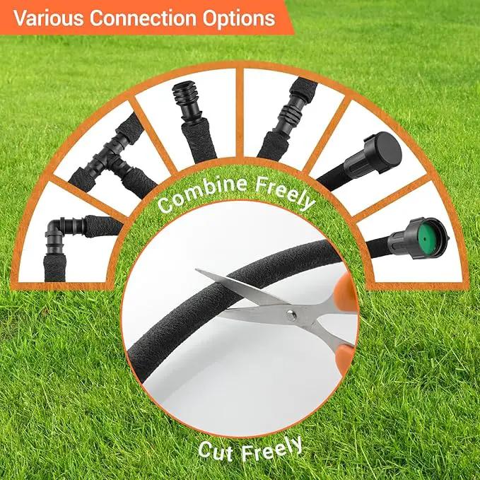MAMIZO Soaker Hose Kit 50 ft 1/2", Solid Brass Connectors Rubber Longer Lasting, Heavy Duty Drip Hose to Save 70% Water, Soaker Hose for Garden, Lawn and Yard by GreenHaven Gardens