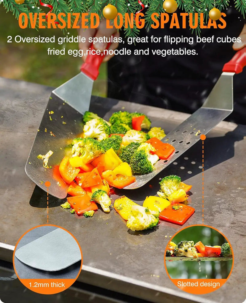 HOMENOTE Griddle Accessories Kit, Exclusive Griddle Tools Spatulas Set for Blackstone - 8 Pcs Commercial Grade Flat Top Grill Accessories - Great for Outdoor BBQ, Teppanyaki and Camping, Red by GreenHaven Gardens