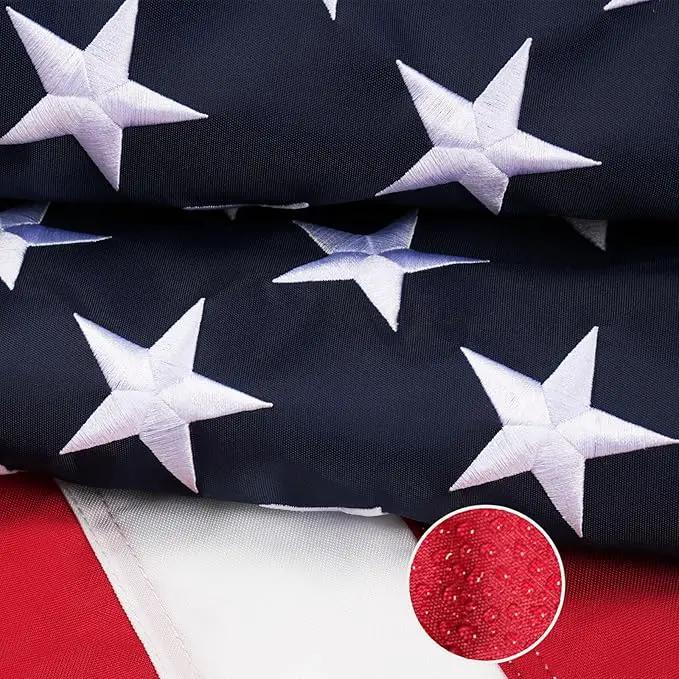 Homissor Folded 3x5 American Flag 420D Nylon Heavy Duty Outdoor Triangle Box Package USA US Flags Embroidered Stars Long Lasting for All Weather High Winds by GreenHaven Gardens