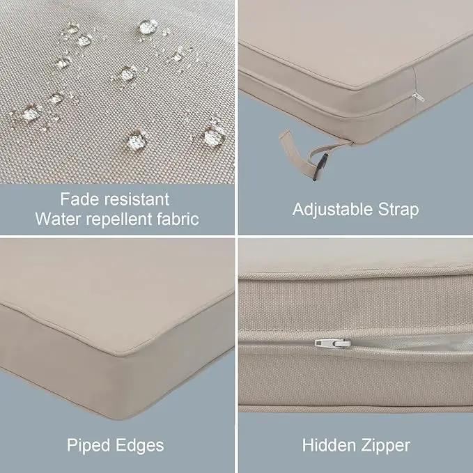LVTXIII Patio Chair Cushions 19"x19"x3", Water-Repellent Outdoor Seat Cushions for Patio Furniture, Square Chair Pads with Ties for Home Garden Decoration, Set of 2, Beige by GreenHaven Gardens