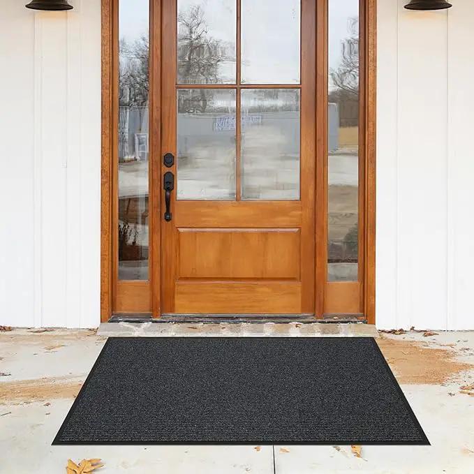 Front Door Mat, Heavy Duty Indoor Outdoor Entrance Door Mat, 96" x 48" Commercial Door Mats for Entryway, Durable Non-Slip Rubber Backing, Low-Profile Welcome Mats for Entry, Gray by GreenHaven Gardens