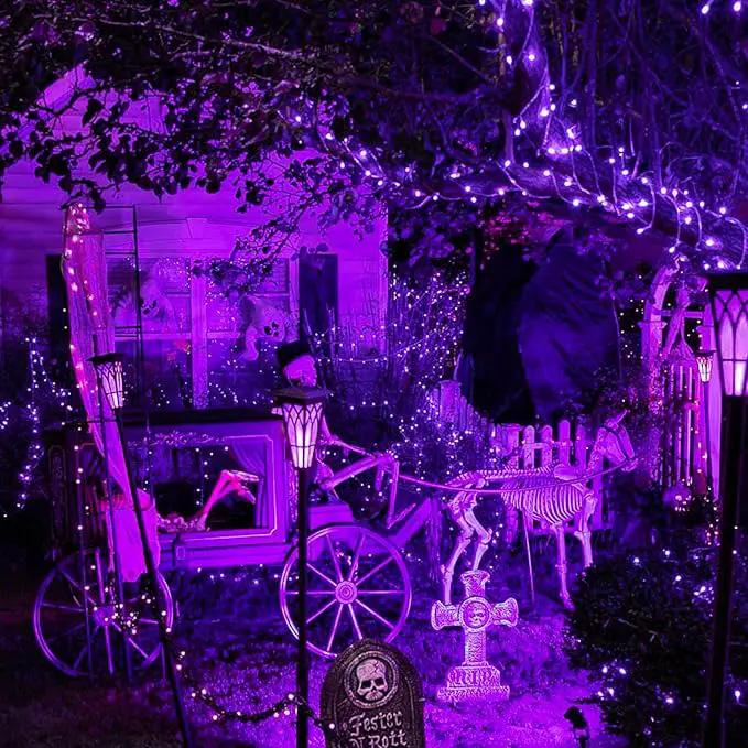JMEXSUSS 2 Pack Purple Solar Halloween Lights Outdoor, 66ft 200 LED Solar Fairy Lights Outdoor Waterproof, 8 Modes Solar String Lights for Outside Halloween Christmas Decorations by GreenHaven Gardens