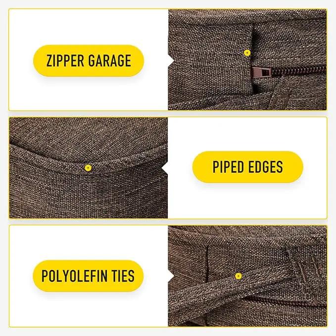 SUNROX Gel Memory Foam Chair Cushions, FadeShield Water-, Stain-Resistant Durable Reversible Seat Cushion Pads with Ties for Indoor/Outdoor Kitchen Dining Office 17"x16" Set of 2, Heather Chestnut by GreenHaven Gardens