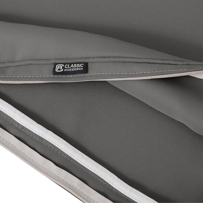 Classic Accessories Montlake Water-Resistant 23 x 20 x 4 Inch Patio Lounge Back Cushion, Light Charcoal Grey, Outdoor Loveseat Cushions by GreenHaven Gardens