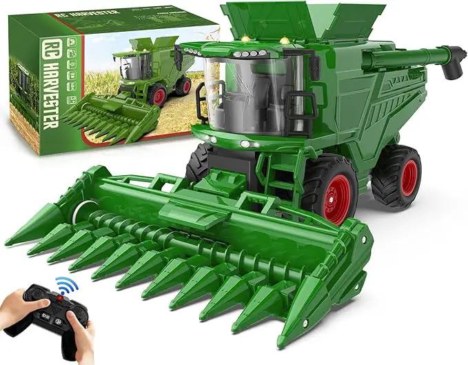 Remote Control Combine Harvester Tractor Toy with Corn Head, RC Tractor Toys for Kids 3+, Light/Spray/Sound/1/24 Scale, Farm Toy Combine Harvester for Kids, Christmas Birthday Gift 2025 by GreenHaven Gardens