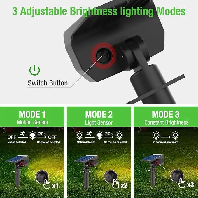 Solar Spot Lights Outdoor Motion Sensor with 3 Modes, [ 8 Pack/56 LED ] Solar Spotlights Outdoor Waterproof 2-in-1 Auto On/Off Solar Landscape Lighting for Outside Yard Wall Garden Pathway, Warm White by GreenHaven Gardens